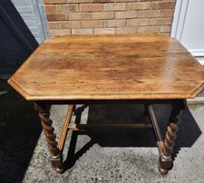 Antique 1900's Oak farmhouse dining breakfast table barley twisted legs.