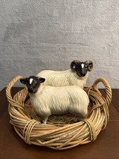 Vintage Coopercraft Large Sheep Blackface Ram & Ewe Ornament Pair