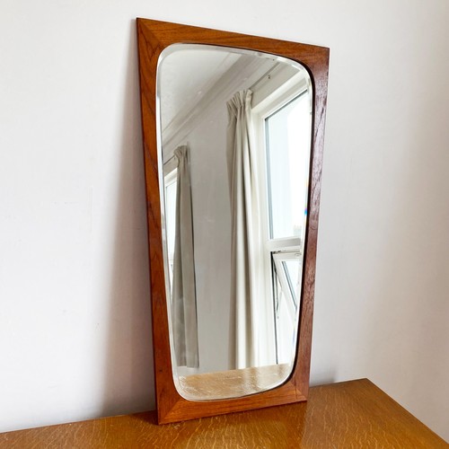 Teak framed danish wall mirror - framed,