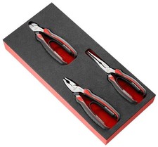 Facom MODM.CPEA0 3 Piece Combination, Long and Side Cutting Plier Set In Foam
