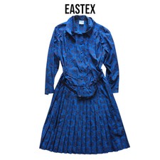 Eastex Women's Blue Patterned Button Up Vintage Dress Size 20