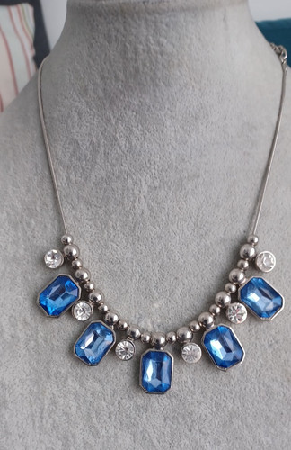 Sapphire blue glass collar - glass,