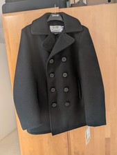 NEW Tags Schott NYC Classic Melton Wool Navy Pea Coat 740N Made in the USA