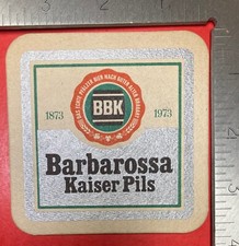 BBK BARBAROSSA 3.5 INCH SQUARE BEER COASTER VINTAGE RARE