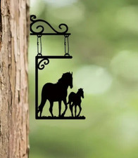 HORSES - Hanging METAL Sign /