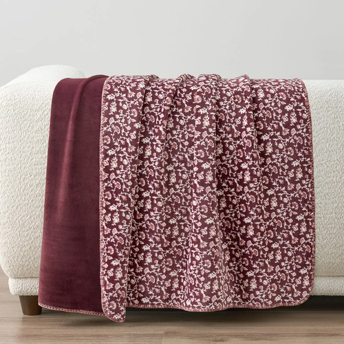 Reversible plum plush throw - reversible,