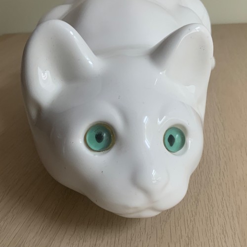 Large white ceramic cat - white,