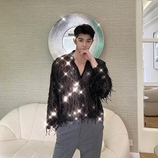 Men Sequin Fringed Shirt