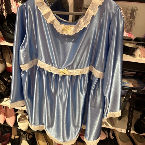 Blue satin smart - satin, sissy