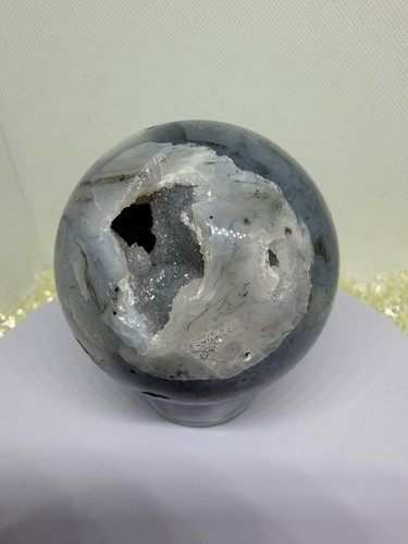 Druzy moss agate sphere - druzy,