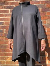 QVC YONG KIM BLACK ZIPPED COAT WITH ASYMETRIC HEM SIZE 16