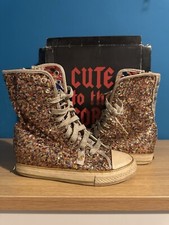 Cute To The Core Gold Sequin Hidden Heel Trainers UK5