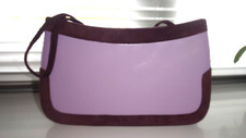 Jacques Vert Lilac Purple Clutch Shoulder Designer Bag With Suede Trim & Strap