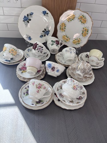 Vintage mismatched bone china - mismatched,