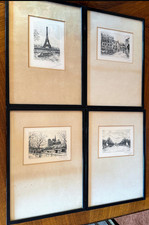 4 Vintage Dufza Burin Original Pencil Etchings - Framed & Signed By Artist
