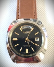 Vintage Ricoh 061121 21 Jewels Gents Automatic watch Black Dial 2 windows in GWC