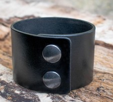 Black Leather Bracelet 2 Press