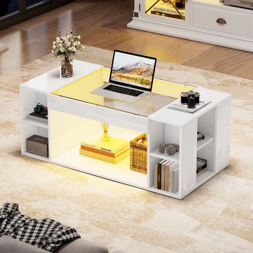 Led coffee table with glass - led,