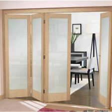 CLEARANCE internal 4 Door folding shaker 1L frosted oak sliding doors SALE