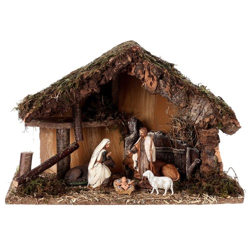 Stable with manger and - , straw