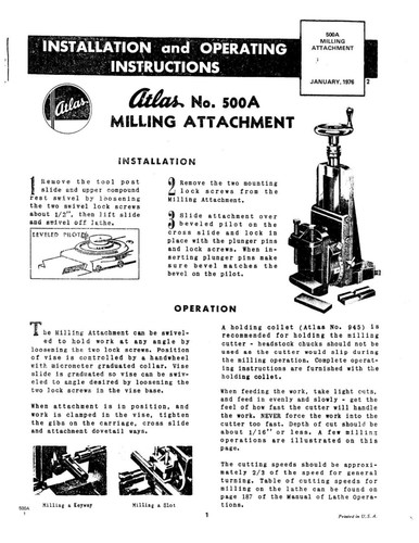 1976 atlas 500a lathe - 1976,