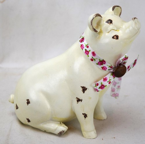 White decorative sitting pig - decorative,