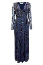 Mango Navy Long Sleeve Beaded