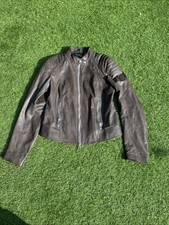 Ladies Belstaff Grey Leather Biker Jacket made in Italy UK8 UK40 Stunning..