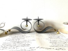 2 x Metal Candle Holders Scroll Gothic Vintage ~ Handmade Forged Wrought Iron ?