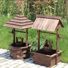 Wooden Wishing Well Planter Box