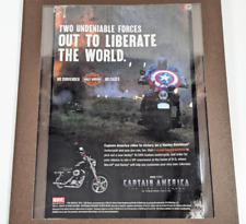 Captain America Harley-Davidson Marvel Laminated Ad Framed 2011 Wall