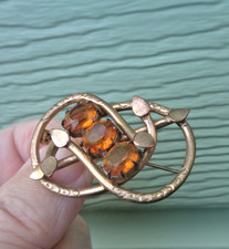 Gold Pinchbeck Brooch Citrine