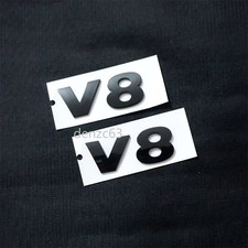 2x Black Glossy V8 Plastic