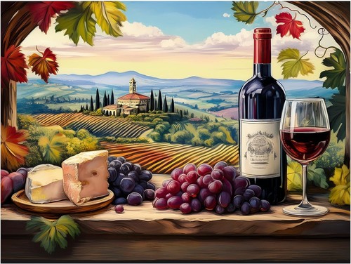 Tile mural wine themed tuscany - tile,