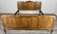 Bed Frame Vintage French Louis Style Oak Queen size Decorative Panel LOT 4090