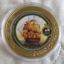 HMS VICTORY 2020 GOLD PLATED 40mm MEDAL - SHIPS OF THE ROYAL NAVY