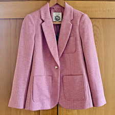 BNWT JOULES Albury Pink Herringbone Tweed Jacket Blazer Size UK 8 US 4