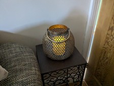 Aesha Gold Lantern Candle Holder & Battery Candle, Far Eastern Style