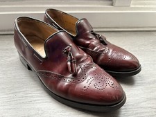 Barker Clive Mens Burgundy Hi-Shine Tassle Loafers - Size UK 8.5
