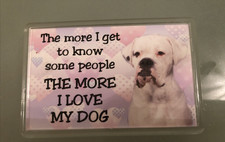 I love my dog white Boxer dog