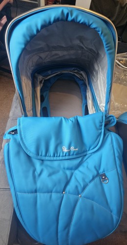 Silver cross blue hood - cross,