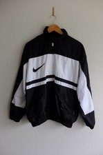 Nike windbreaker retro shell suit jacket M Black white 80s/90s