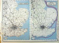 Original Old Vintage Print Map