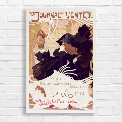 Vintage nouveau print canvas - nouveau,