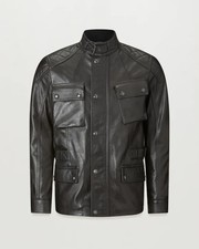 BELSTAFF TURNER HAND WAXED LEATHER D30 BIKE JACKET ANTIQUE BLACK UK38 M RRP£1225