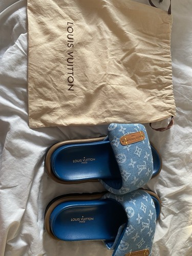 Blue louis vuitton sliders - blue,