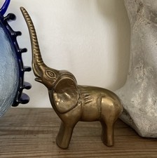 Vintage Midcentury Modern MCM Brass Elephant Figurine Sculpture Statue Ornament