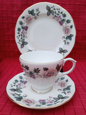 Duchess English Fine Bone China Tea Cup Saucer Side Plate Pink Purple Flower VGC