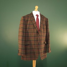 Brook Taverner Tweed Blazer Men's 48R Brown Red Check Wool Suit Hacking Jacket