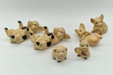 6 x Ceramic Pig Ornaments 2 Pairs & 2 Singles Unmarked